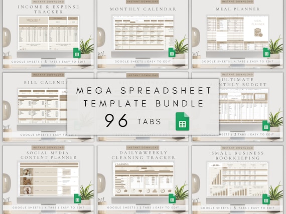 Spreadsheet Template Bundle | Digital Planner Google Sheet | Digital Tracker Dashboard | Google Sheets Template | All in one Digital Planner