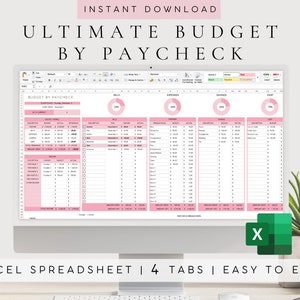 Budget by Paycheck Excel Spreadsheet | Budget Sheet Template | Digital Financial Planner | Bill Calendar | Debt Payoff Calculator | Savings