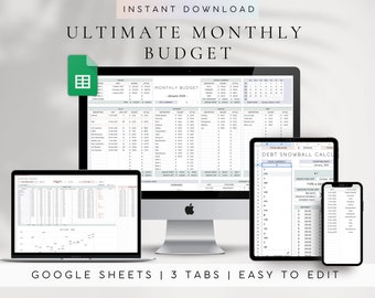Ultimate Budget Finance Tracker Google Sheets | Budget Template | Personal Budget | Paycheck Budget | Monthly Budget | Debt Tracker | Credit