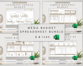 All-in-One Budget Spreadsheet Bundle Excel, Financial Dashboard Overview, Monthly Annual Bill Tracker