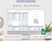 Digital Meal Planner | Automated Grocery List | Meal Planner Google Sheets | Meal Plan Template | Weekly Meal Plan | Meal Planning |Editable