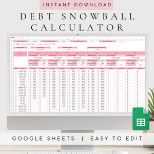 Hoja de cálculo para calcular el pago de deudas / Hoja de cálculo de Google para calcular la deuda en forma de bola de nieve / Seguimiento de deudas editable / Plantilla de planificación de presupuesto / Planificador financiero rosa