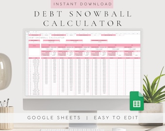 Budgettabelle | Schulden-Schneeball-Rechner (Google Tabellen) | Schuldenrückzahlungs-Tracker | Budgetplaner von Pink Finance