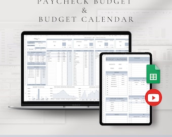 Paycheck Budget Spreadsheet Google Sheets | Monthly Biweekly Planner 2026 | Bill Debt Savings Tracker