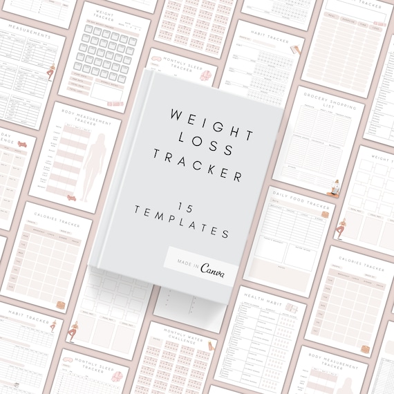 Weight Loss Tracker Printable | Wellness Journal Editable Canva | Weight Gain Chart Planner Template | Workout Tracker| Weekly Fitness A5/A4