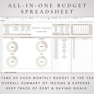 Budget Spreadsheet Google Sheets | Digital Budget Spreadsheet Monthly and Annual Finance Tracker | Personal Finances Spreadsheet Planner image 2