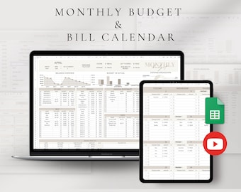Hoja de cálculo de presupuesto mensual simple / Plantilla de presupuesto de Google Sheet / Rastreador de gastos digitales / Rastreador financiero para empresas / Finanzas personales