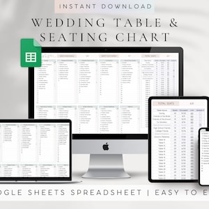 Digitale Hochzeitstabelle & Sitzplan Vorlage Google Sheets | Hochzeit Sitzplan Tabelle | Hochzeitsgästeliste | Regenbogen