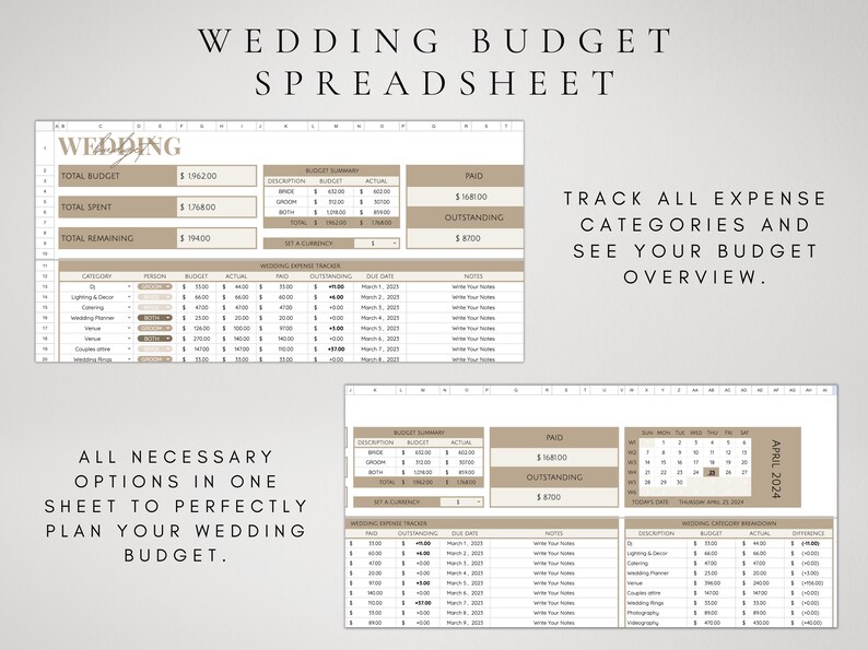 Wedding Budget Spreadsheet Template Google Sheets | Wedding Finance ...