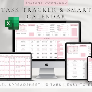 Excel Task Tracker Template| Excel Planner Spreadsheet Monthly To Do List| Digital Checklist Calendar Template| 2025 Digital Planner Excel