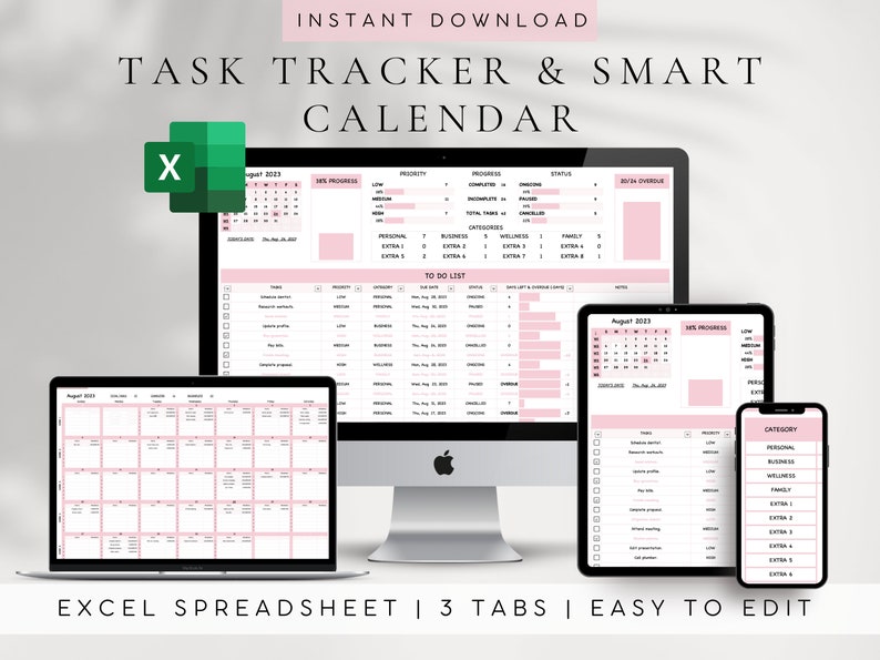 Pink Monthly Planner Template — 2027 Task Tracker and to Do List for ...