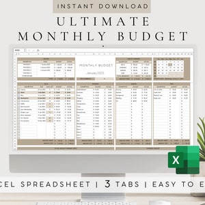 Ultimate Monthly Budget Spreadsheet Template Excel | Paycheck Budget Template Excel | Financial Planner | Debt Payoff Tracker | Excel Budget