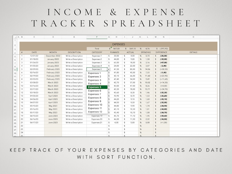 Income and Expense Budget Tracker Spreadsheet Excel Budget - Etsy