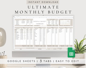 Ultimate Monthly Budget Spreadsheet Google Sheets 2026 | Debt Snowball Payoff Bill Savings Finance Tracker