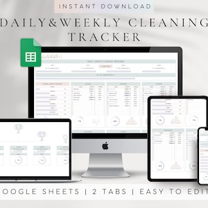 Cleaning Schedule Editable Template Google Sheets | Cleaning Checklist Spreadsheet | Chore Chart Template | Daily, Weekly Cleaning Planner
