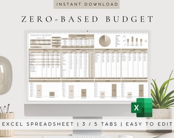 Zero-Based Budget Spreadsheet Template Excel | Excel Monthly Budget Template | Biweekly Budget | Paycheck Budget Spreadsheet Template | Debt