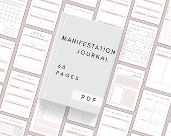 May include: A printable manifestation journal with 60 pages, featuring a variety of worksheets and prompts to help you manifest your goals. The journal includes sections for setting intentions, daily mindfulness, vision boards, and more.