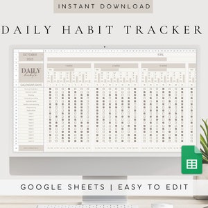 Habit Tracker Spreadsheet Template Google Sheets | Daily,Weekly,Monthly Habit Planner | Goal Tracker | Productivity Planner Spreadsheet