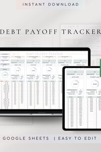 Debt Payoff Tracker Debt Snowball Spreadsheet Google Sheets Debt Tracker Financial Planner Debt Payment Tracker Monthly Budget Spreadsheet