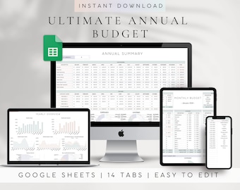 2024 Budget Spreadsheet Template Google Sheets | Annual Monthly Budget Template |  Google Sheets Budget Template |Personal Finance Dashboard