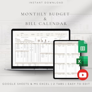 Budget Spreadsheet for Google Sheets and Excel | Personal Financial Planner | Digital Budget Planner | Monthly Budget Spreadsheet Template