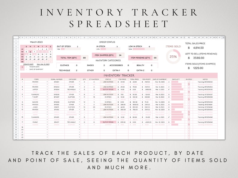 Inventory Tracker Template Spreadsheet Google Sheets Products Inventory Inventory Template Sheet Inventory Log Business Inventory image 3