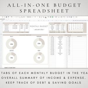 Budget Spreadsheet Google Sheets Digital Budget Dashboard Kit Monthly Budget Annual Budget Plan Personal Finances Financial Planner image 3