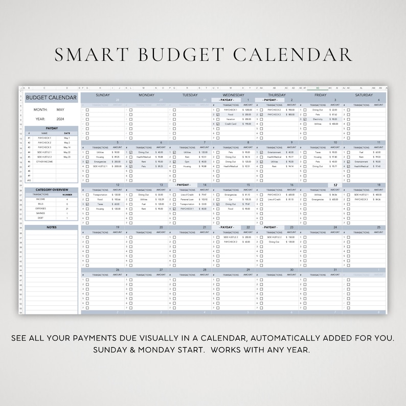 Paycheck Budget Spreadsheet for Excel—income and Expense Tracker With ...