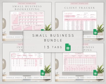 Small Business Google Sheets Bundle | Client Tracker Inventory Spreadsheet | Finance Planner Template
