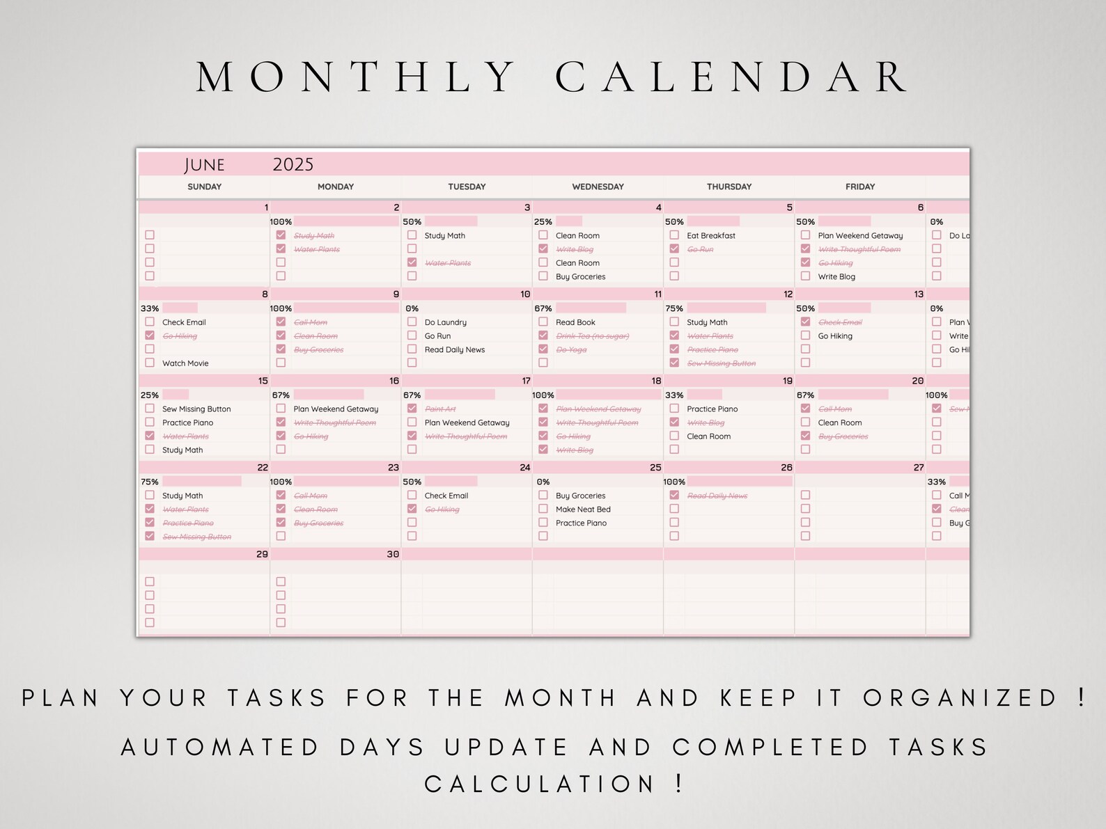 2026 Calendar Spreadsheet | Google Sheets Monthly Calendar | to Do List ...