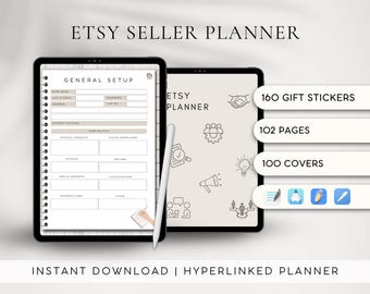 Hyperlinked Etsy Business Planner GoodNotes | Seller Journal Order Form Password Tracker