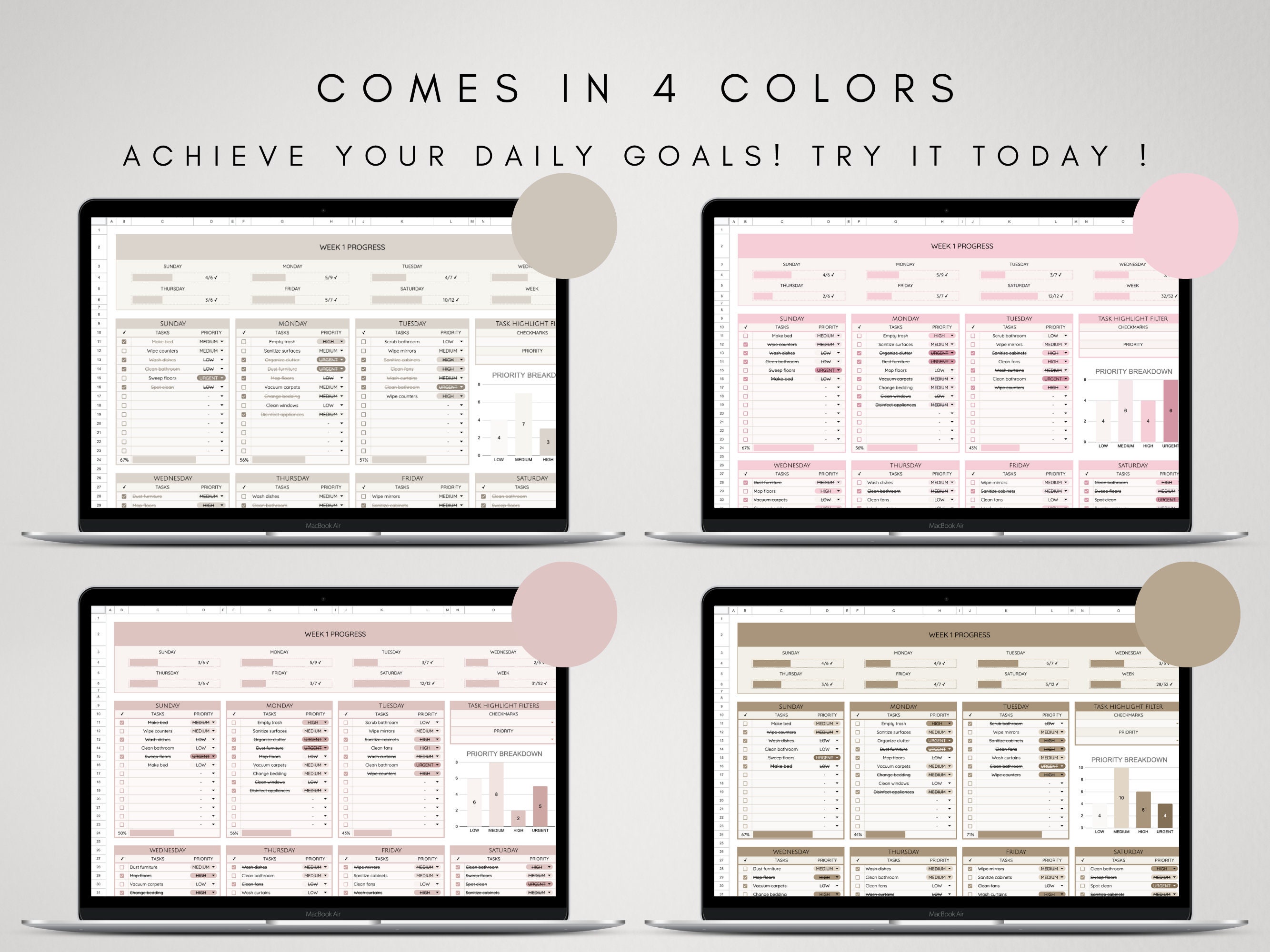 Daily Weekly Checklist Spreadsheet | Google Sheets Task Tracker List ...