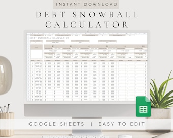 Debt Snowball Spreadsheet | Debt Payoff Calculator | Google Sheets Debt Tracker | Financial Planner | Debt Payment | Dave Ramsey | Debt Free