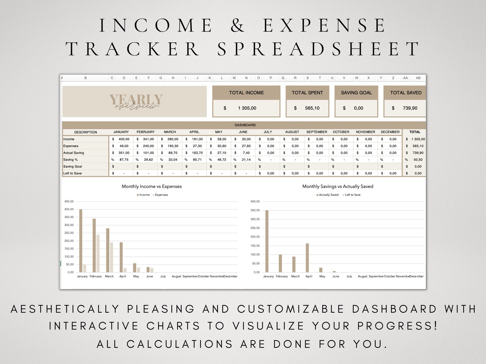 Income and Expense Budget Tracker Spreadsheet Excel Budget - Etsy