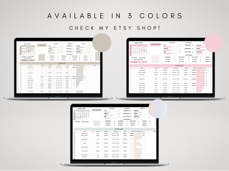Task Tracker and Smart Calendar Template Excel, Daily Monthly Planner ...