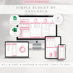 Budget Spreadsheet Template | Paycheck Budget Template | Monthly Budget Spreadsheet | Digital Finance Planner | Excel Budget | Google Sheets