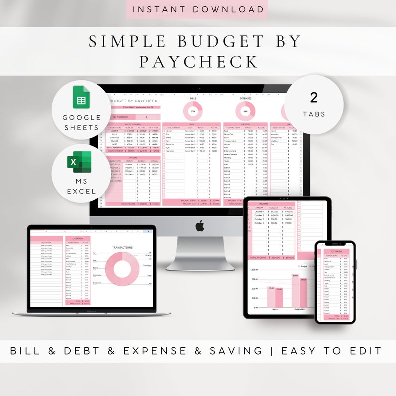 Monthly Budget Spreadsheet Template for Google Sheets & Excel ...