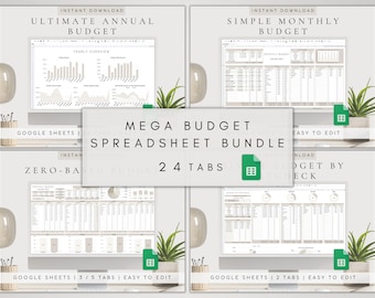 Feuille de calcul budgétaire Google Sheets | Kit de tableau de bord budgétaire numérique | Budget mensuel | Plan budgétaire annuel | Finances personnelles| Planificateur financier