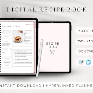 Digital Recipe Book GoodNotes Template | iPad Recipe Journal | Meal Planner | Recipe Library | Notability Planner | Grocery List | Cookbook