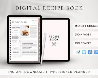 Digital Recipe Book GoodNotes Template | iPad Recipe Journal | Meal Planner | Recipe Library | Notability Planner | Grocery List | Cookbook