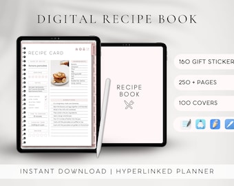 Digital Recipe Book GoodNotes Template | iPad Recipe Journal | Meal Planner | Recipe Library | Notability Planner | Grocery List | Cookbook