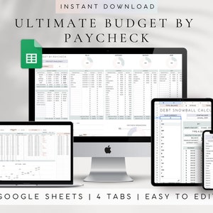 Budget Spreadsheet Template | Paycheck Budget Template | Expense Tracker | Budget by Paycheck Google Sheets | Debt Payoff Tracker | Savings