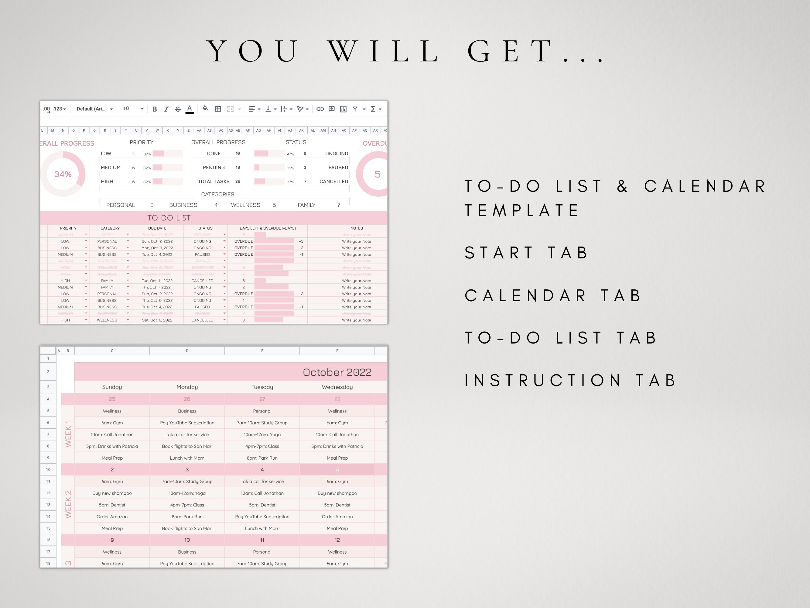 Google Sheets to Do List | Digital Calendar 2026| Undated Daily Planner ...