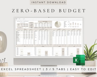 Zero-Based Budget Excel Template | Monthly Budget Template | Sinking Funds | Debt Snowball Tracker| Bill Calendar| Paycheck Budget Dashboard