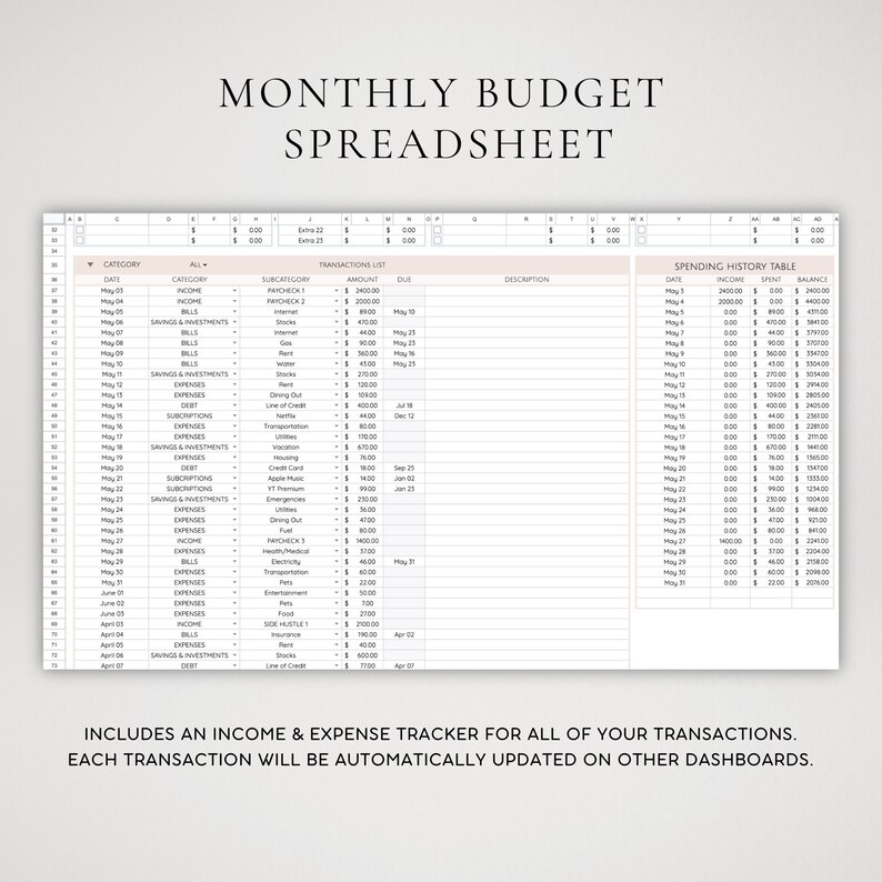 Monthly Budget Bill Calendar Google Sheets 2026 | Financial Tracker ...