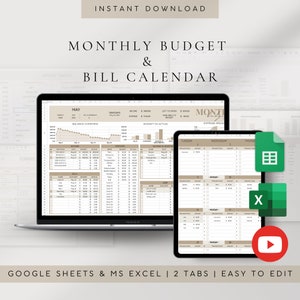 Personal Financial Planner |Excel Google Sheets Budget |Expense,Bills,Debt,Savings, Subscription Tracker |Digital Monthly Budget Spreadsheet