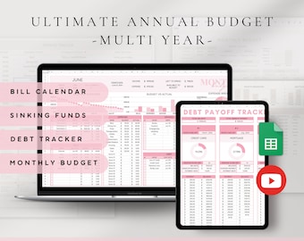 2026 Annual Budget Spreadsheet Google Sheets | Monthly Budget Template | Debt Payoff Tracker | Bill Calendar |Automated Budget Template
