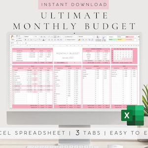 Monthly Budget Spreadsheet Excel | Financial Planner Bundle | Easy Budgeting Template | Debt Payoff Tracker |Monthly Budget Tracker |Savings
