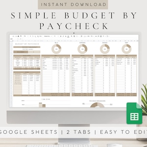 Paycheck Budget Template Google Sheets | Budget By Paycheck Spreadsheet | BiWeekly Budget Template | Monthly Budget | Bill Tracker | Savings