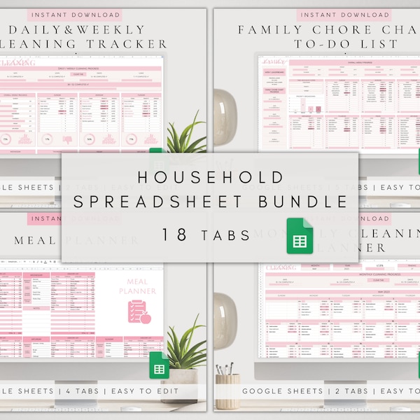 Household Google Sheets Planner | Household Management Binder Spreadsheet | Household Tracker Template | Home Organizer Digital Planner 2024